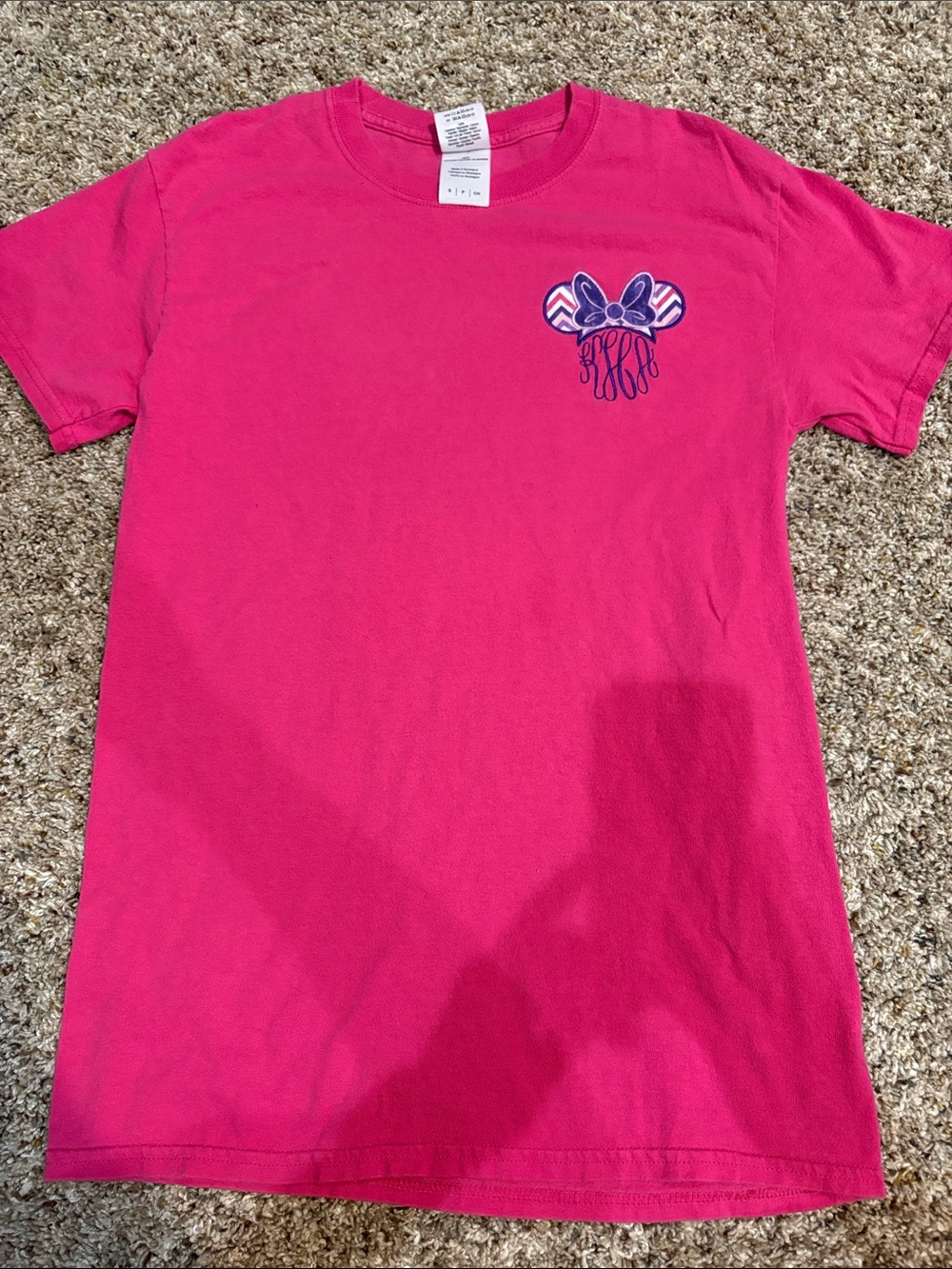 Girls' Hot Pink Short Sleeve Graphic Tee with Bow Accent